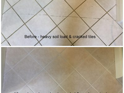Ceramic Tile-Floor Deep Cleaned Color Sealed Crack  Repaired Restoration